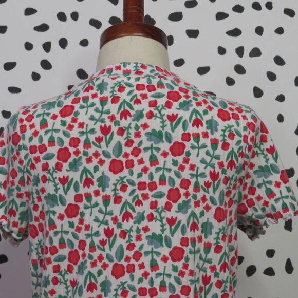 Cat & Jack Floral Print Lettuce Hem Girls Mock Neck Shirt - Picture 4 of 6
